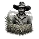 hay, weed and bitcoin farmer tattoo design idea