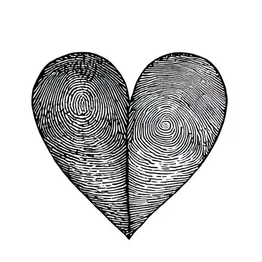 Create an image of 2separate fingerprints in a heart shape tattoo design idea