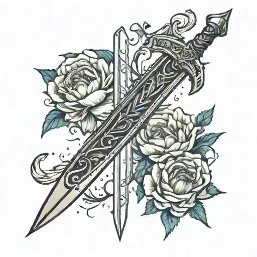 simple witcher 3 sword tattoo design idea