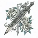 simple witcher 3 sword tattoo design idea