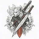 simple witcher 3 sword tattoo design idea