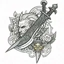 simple witcher 3 sword tattoo design idea