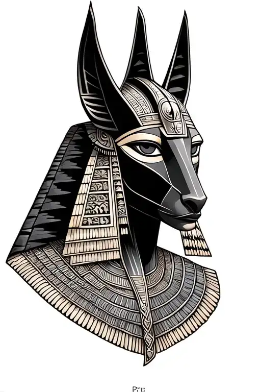 Anubis Egyptian god with Horus eye realism style tattoo tattoo design idea