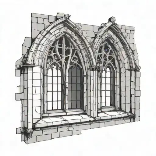 gothic church window fineline tattoo design idea