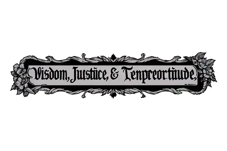 wisdom, justice, temperance and fortitude  tattoo design idea