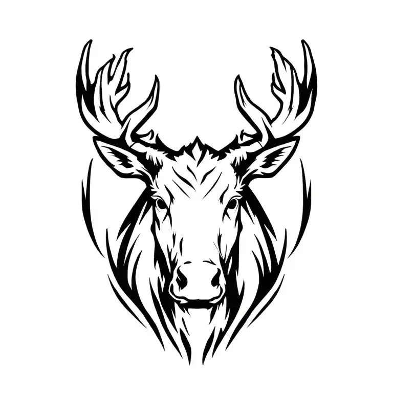 guerrier moose head transitioning tattoo design idea