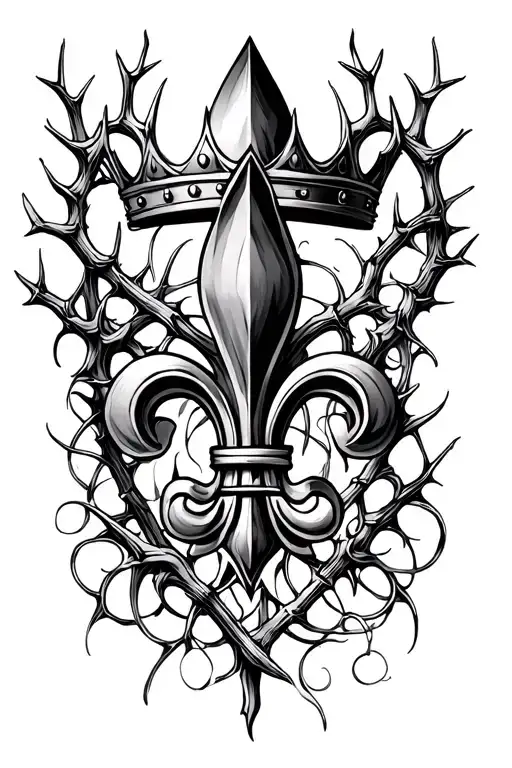 thorn crown and Fleur de lis tattoo design idea