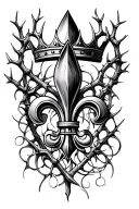 thorn crown and Fleur de lis tattoo design idea