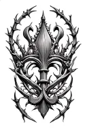 thorn crown and Fleur de lis tattoo design idea