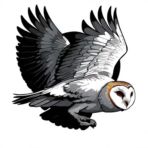 barn owl flying tattoo design idea