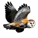 barn owl flying tattoo design idea