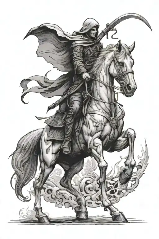 Grimm reaper riding pale horse tattoo design idea