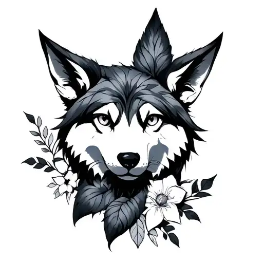 princess mononoke floral tattoo design idea
