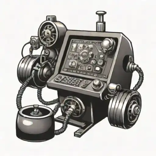 A futuristic robotic slot machine with animal symbols on the reels tattoo design idea