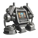 A futuristic robotic slot machine with animal symbols on the reels tattoo design idea