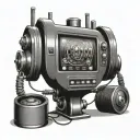 A futuristic robotic slot machine with animal symbols on the reels tattoo design idea