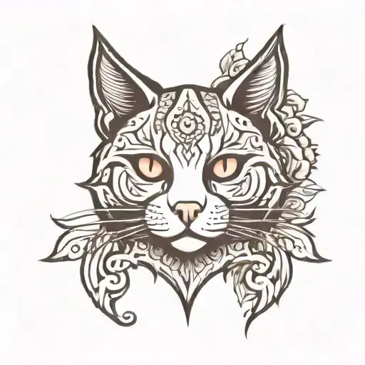 ginger  cat silhouette tattoo design idea