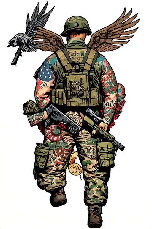 82nd airborne back tattoo collage with army  tattoo design idea