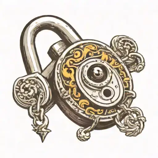 traditional lock, with one eye,  tattoo design idea