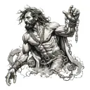 Samson breaking free from chains tattoo design idea