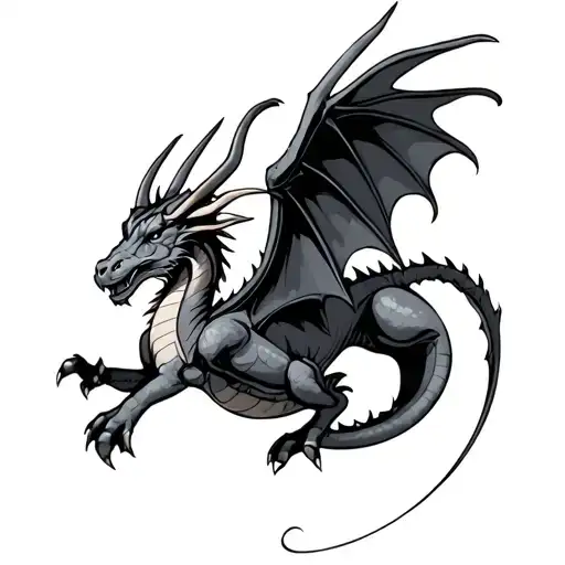 taurus dragon combination flying tattoo design idea