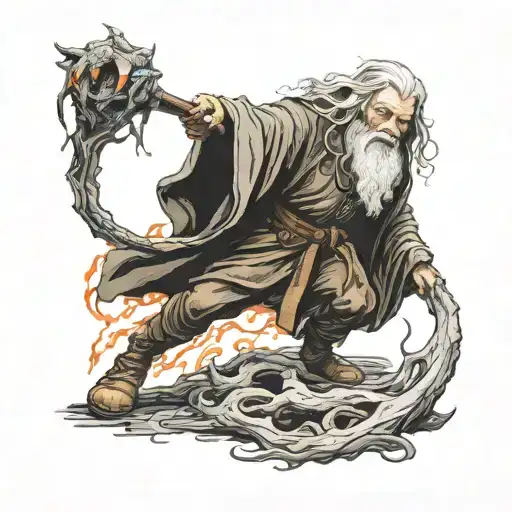 Gandalf fighting the balrog of morgoth tattoo design idea