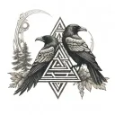 two crows valknut back tattoo tattoo design idea