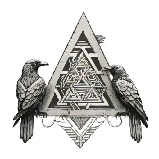 two crows valknut back tattoo tattoo design idea