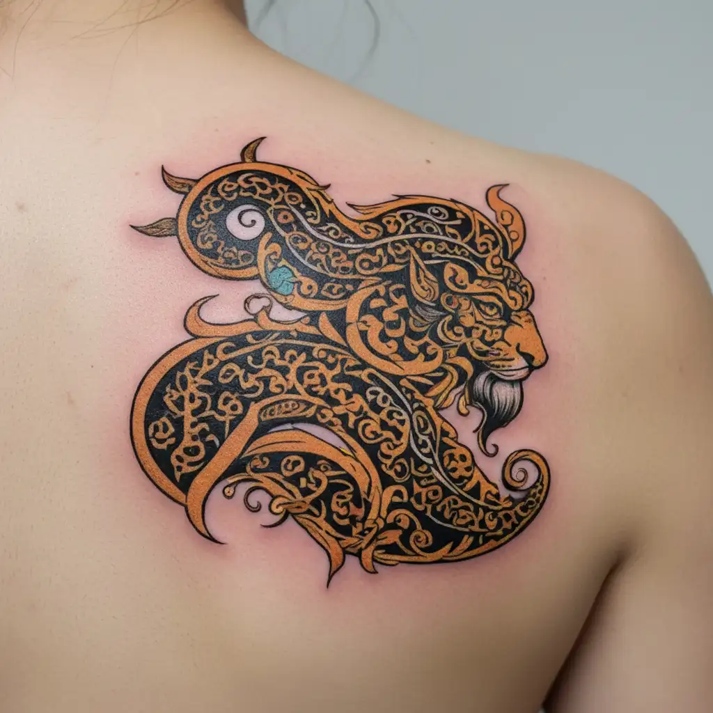 ancient Persian tattoo back of neck tattoo design idea