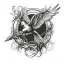 mockingjay infront tattoo design idea