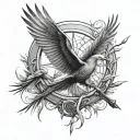 mockingjay infront tattoo design idea