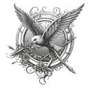 mockingjay infront tattoo design idea