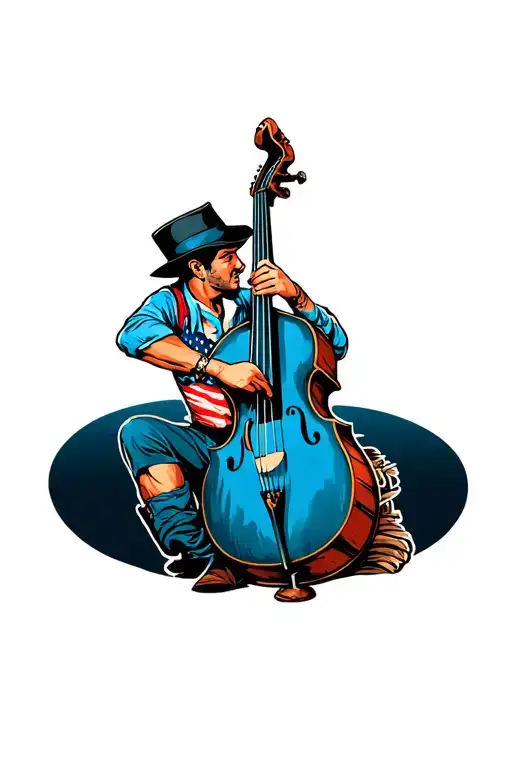Rockabilly-guy slapping his contrabass tattoo design idea
