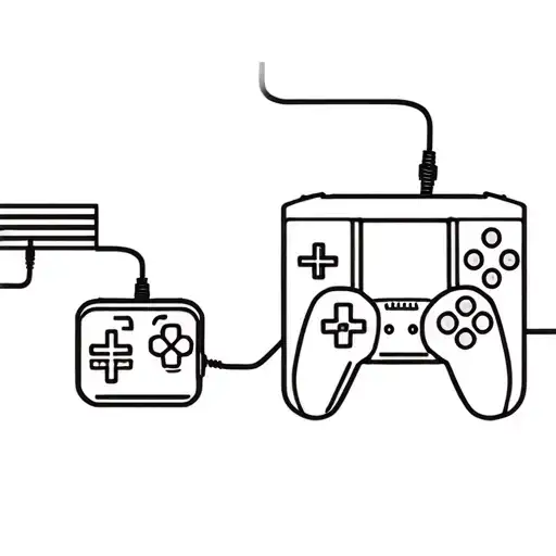 computer mouse and console connected with wire for gamer couples tattoo design idea