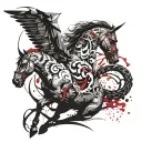 horse, snake and rabbit tattoo design idea