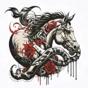 horse, snake and rabbit tattoo design idea