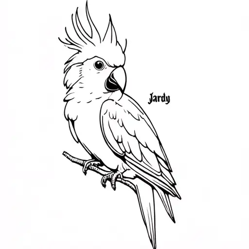  cockatoo with the word Jardy tattoo design idea