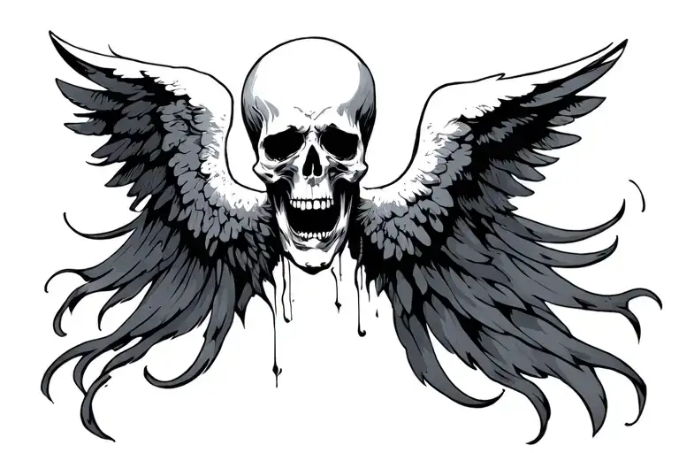 angel of death crying tattoo design idea