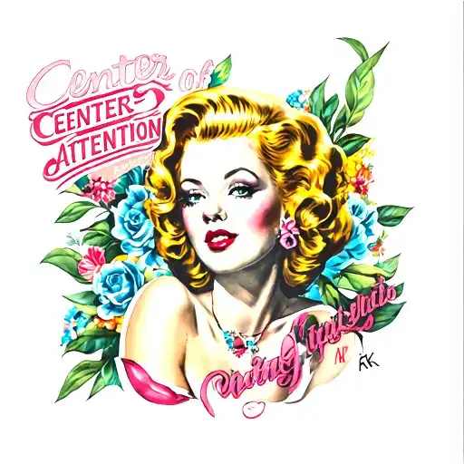 "Center of attention " chubby pin-up tattoo design idea