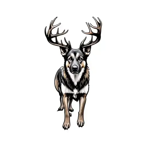 rebar, german Shepard, deer, hunting camo, navajo rug tattoo design idea