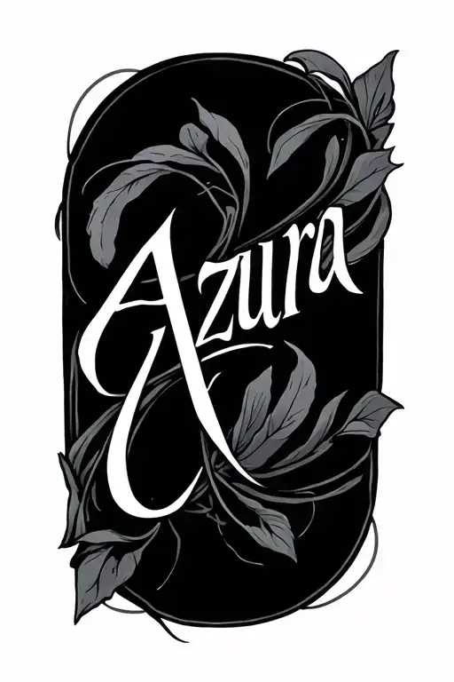 cursive name Azura tattoo design idea