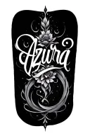 cursive name Azura tattoo design idea