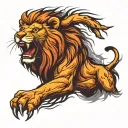 mad lion roaring tattoo design idea