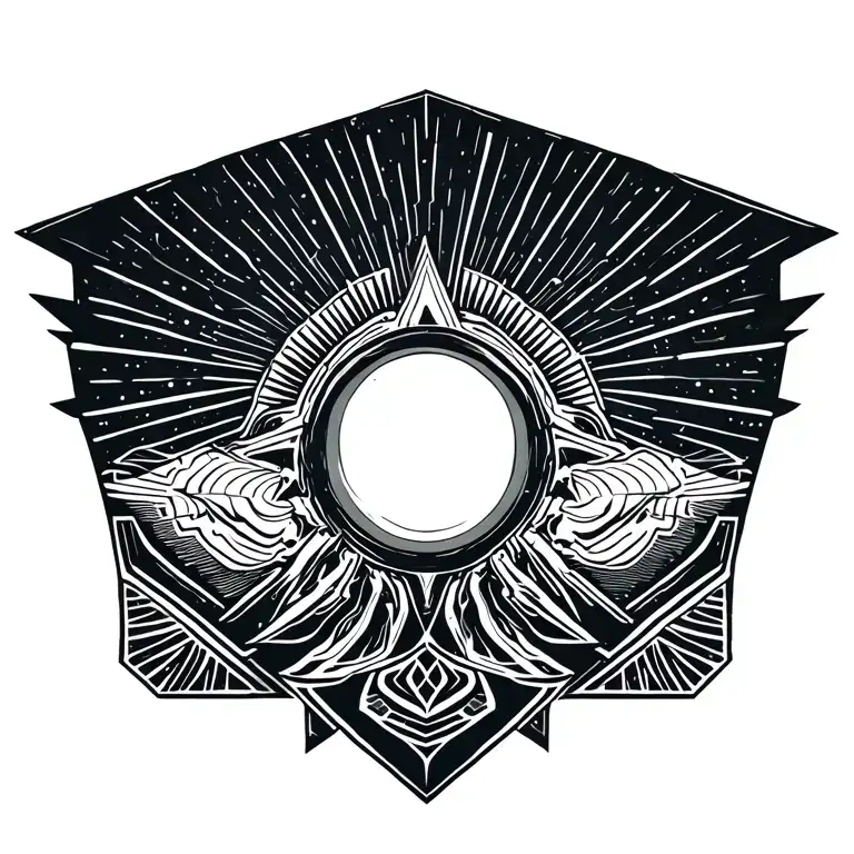 back tattoo with sun rays radiating tattoo design idea