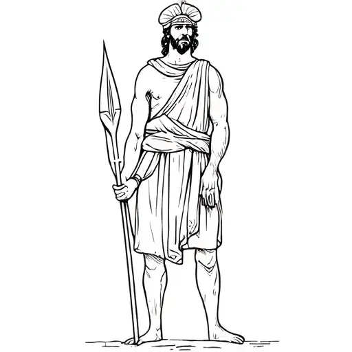 Greek soldier standing with spear tattoo design idea