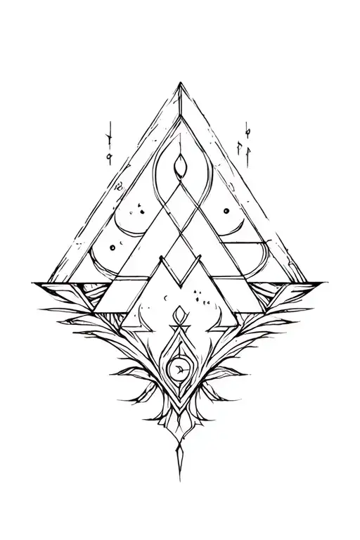 four elements triangle shape tattoo design idea