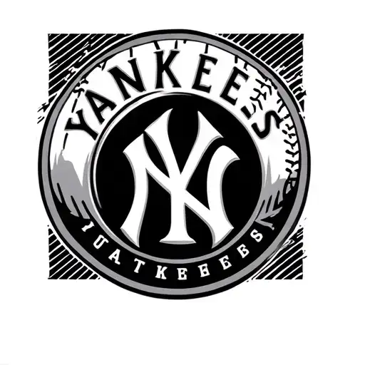 Yankees Logo with pinstripe background black tattoo design idea