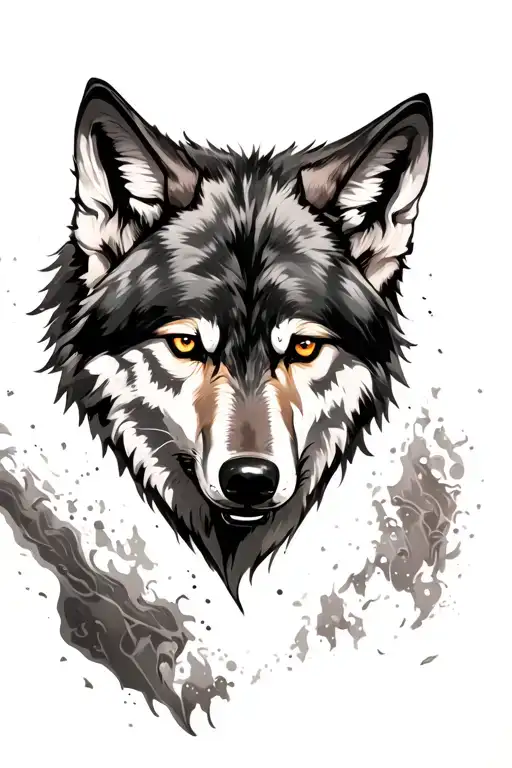 tired and wounded wolf tattoo design idea