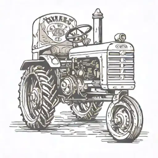 oliver tractor driving tattoo design idea