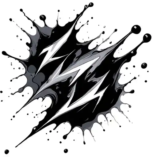 flowing ink splatter with black lightning tattoo design idea